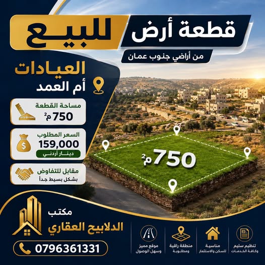 فرصة استثمارية نادرة: قطعة أرض فاخرة في أم العمد، جنوب عمّان