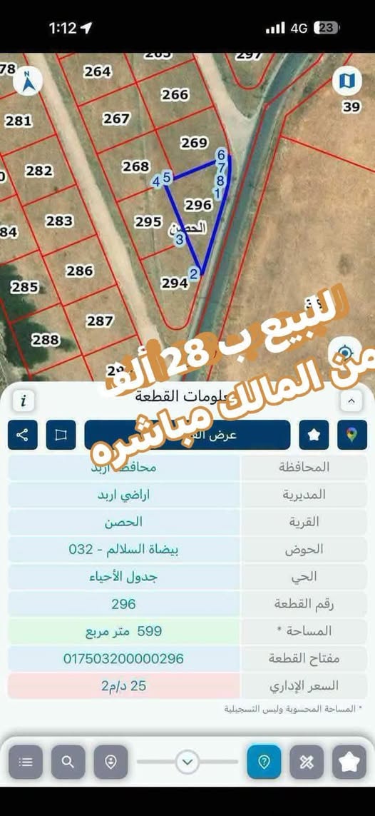 قطعة أرض سكنية مميزة للبيع في إربد – الحصن