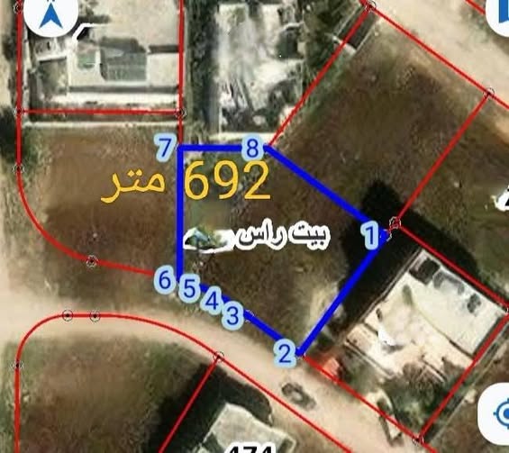 أرض للبيع في إربد - بيت راس بمساحة 692م