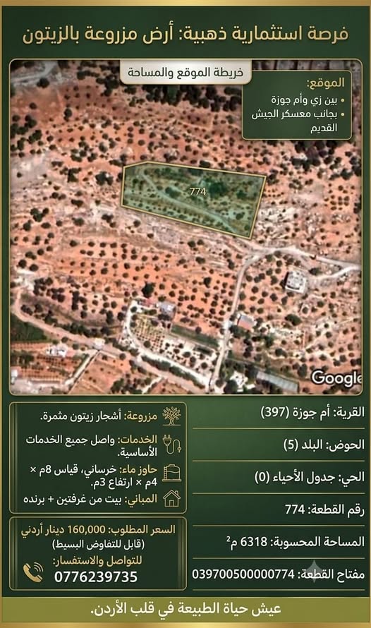 فرصة استثمارية ذهبية أرض زراعية مميزة في أم جوزة